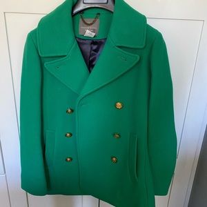 0P Green J.Crew Stadium Cloth Wool Pea Coat
